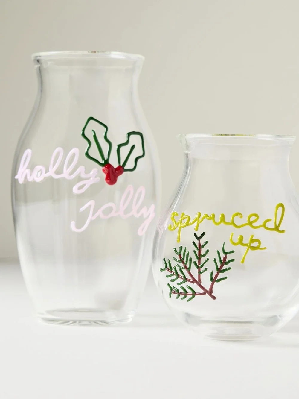 Anthro Holly Jolly Word Play Holiday Glass Vase